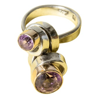Silver and Amethyst Ring by Cecilia Johansson For Sale