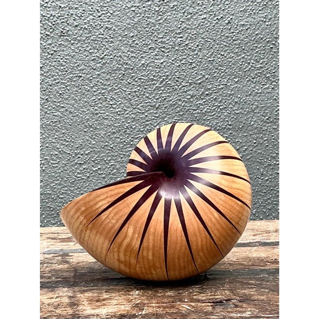 Vintage Handcrafted Wood Nautilus Form For Sale - Image 4 of 12