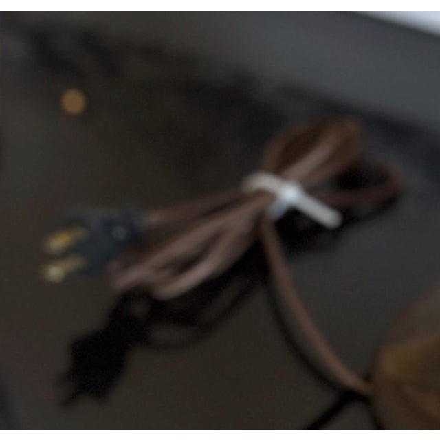 Brown Late 20th Century Daum Nancy Embossed Golden Brown Art Glass Table Lamp Acorn & Bird Design 19x10” For Sale - Image 8 of 11