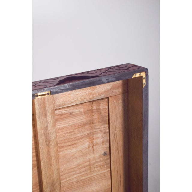 Antique Painted Oriental Carved Chest For Sale - Image 5 of 14