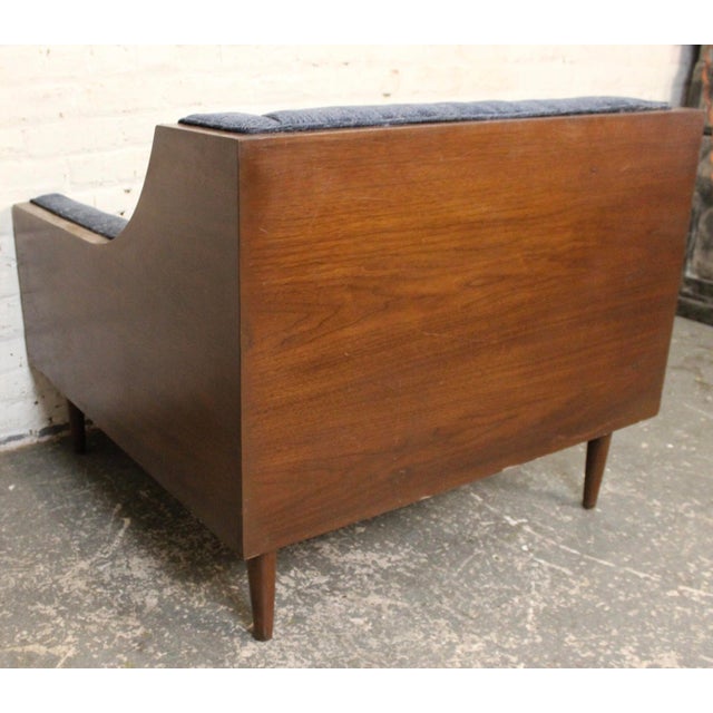 Blue Mid-Century Modern Navy Blue Lounge Chairs Set in a Walnut Shell For Sale - Image 8 of 14