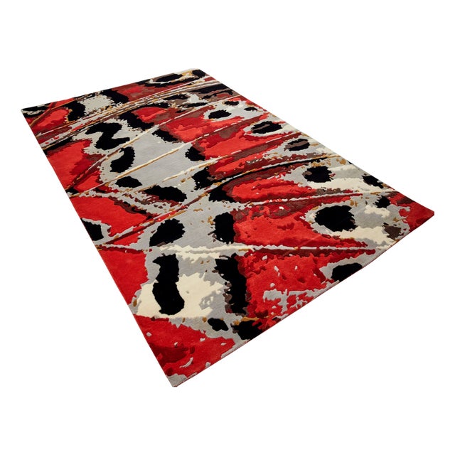 Tibetan Hand-Knotted New Zealand Wool Rug by Murano Shutters For Sale
