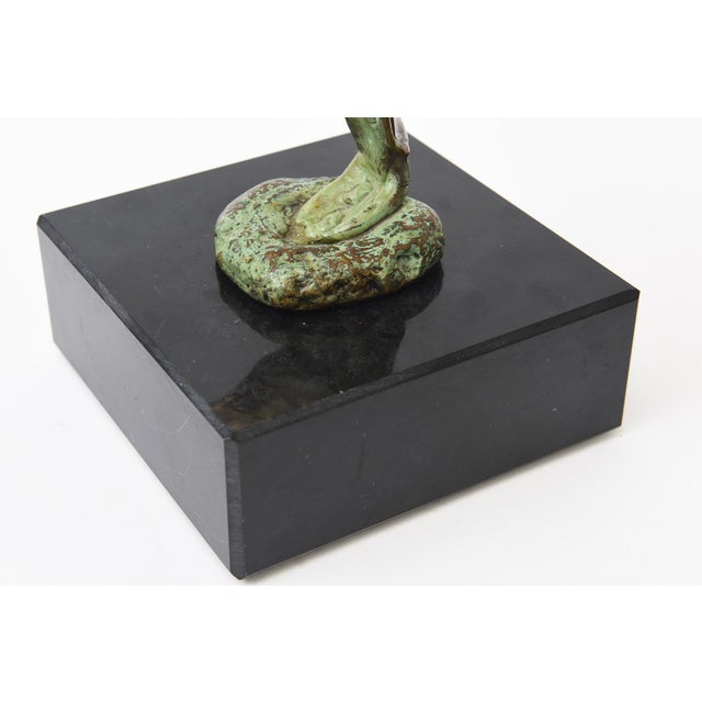 Vintage Cast Bronze Winged Brutalist Torso Sculpture on Black Granite Base For Sale - Image 11 of 12