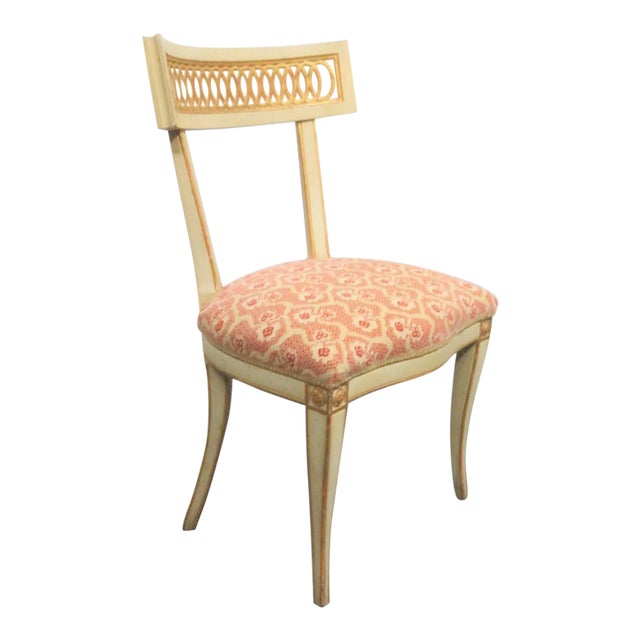 Italian Style Cream Paint Decorated Side Chair For Sale