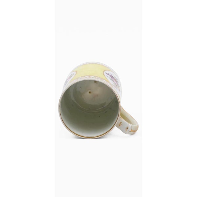 Early 19th Century Antique Early 19th Century Georgian Chamberlains Worcester Yellow Ground Mug With Oval Panels of Flower Bouquets Circa 1800 For Sale - Image 5 of 11