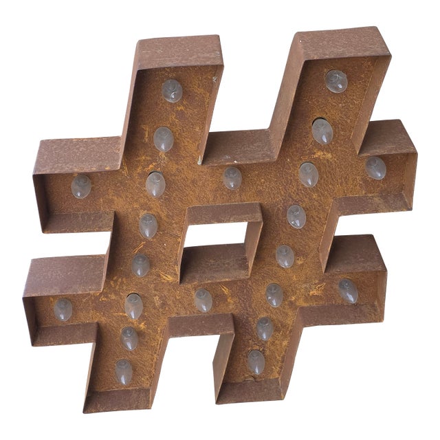 Extra Large Metal Symbol Sign With Lights For Sale