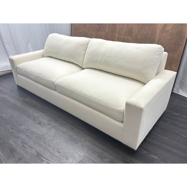 Rh Restoration Hardware Maxwell 2-Cushion Sofa 8' | Classic 40" Depth | Down-Feather Fill | Performance Linen Weave | Natural For Sale In Columbus - Image 6 of 18