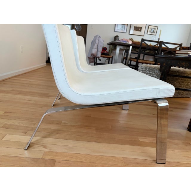 2020s Pair of Blu Dot Stella Lounge Chairs in White Leather For Sale - Image 5 of 9