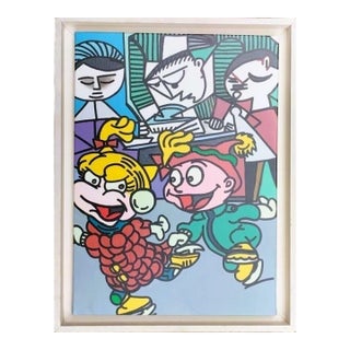 Signed Gudmundur Erró Oil on Canvas, Framed Pop Art Figurative Composition. For Sale