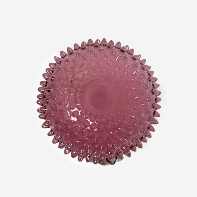 Glass Antique Victorian Hobbs Brockunier Cranberry Glass Hobnail Pitcher - 7" For Sale - Image 7 of 8
