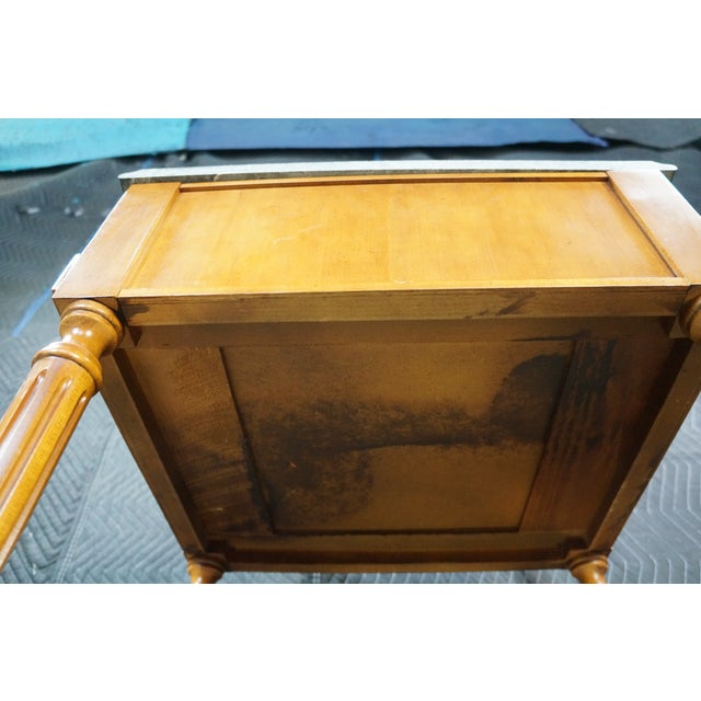 Vintage Century Furniture Louis XVI Neoclassical Style Maple Green Marble Side Table 25" For Sale - Image 18 of 18
