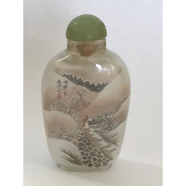 Vintage Inside Painted Snow Bottle of A Wintry Landscape For Sale - Image 12 of 12
