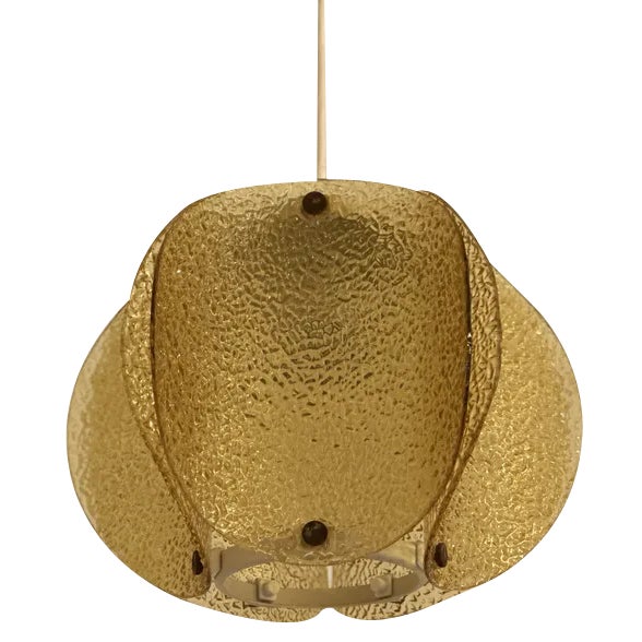 Amber Colored Glass Ceiling Lamp, 1960s For Sale