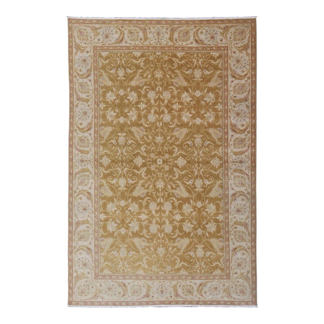 Vintage Hand-Knotted Amritsar Rug With All-Over Floral Design in Neutral Tones For Sale