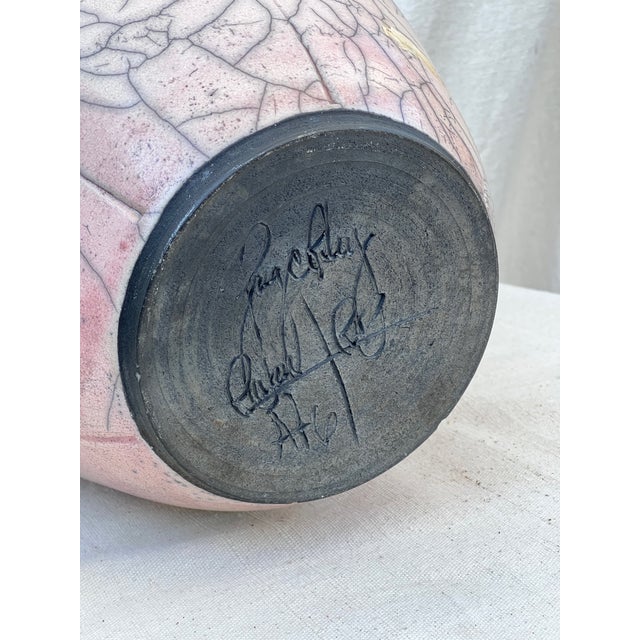 1980s Crackle Glaze Raku Pottery Vase For Sale In Los Angeles - Image 6 of 8
