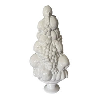 Vintage Blanc De Chine White Majolica Glazed Fruit Topiary Centerpiece For Sale