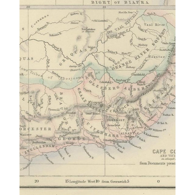 19th Century Antique Map of Africa with Cape Colony and Mauritius Insets, 1860 For Sale - Image 5 of 8