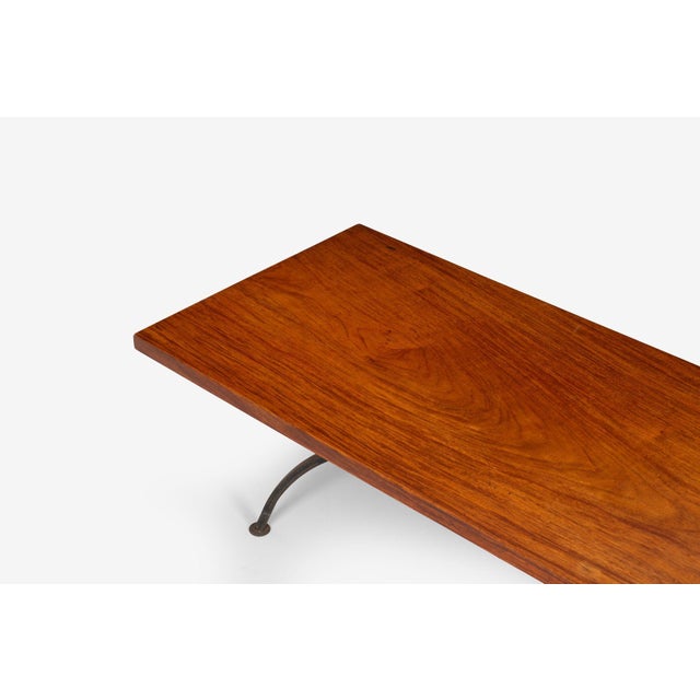 1960s Arthur Espenet Carpenter Wrought Iron Coffee Table in Narra Wood 1960 For Sale - Image 5 of 11