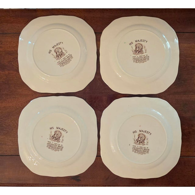 Cream Vintage Johnson Brothers His Majesty Square Dessert/Salad Plate England For Sale - Image 8 of 9