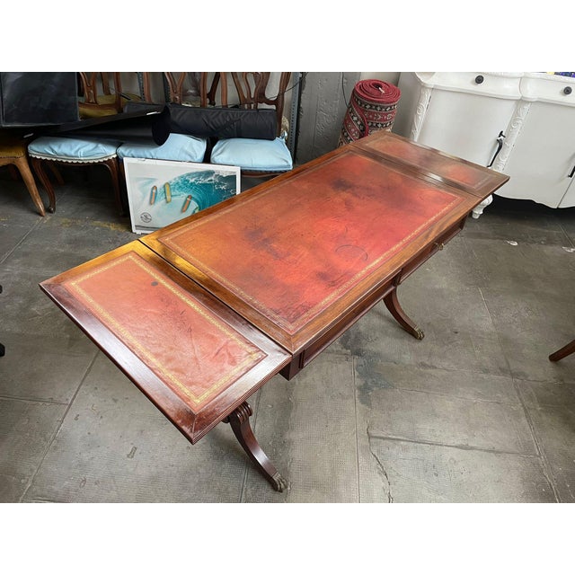 English Writing Desk with Flaps and Leather Top, 1900 For Sale - Image 4 of 18
