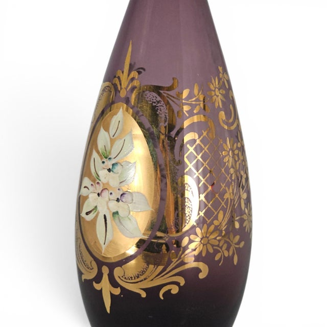 Vintage Venetian Hand-Blown Amethyst Art Glass Decanter Set 11.5" With 4 Cordials For Sale In San Francisco - Image 6 of 18