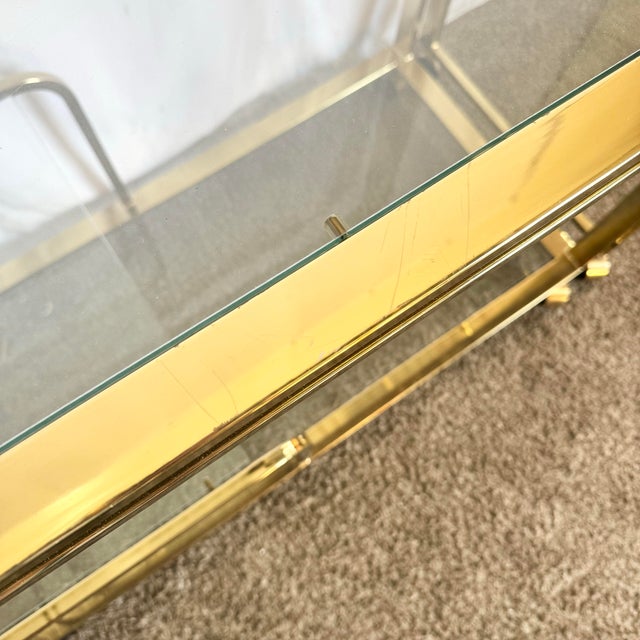 Hollywood Regency Expandable Brass and Glass Bar Cart by Milo Baughman for Dia For Sale - Image 12 of 12
