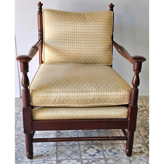 Mid 20th Century Mid 20th Century Stickley English Colonial Cherry Valley Collection Lounge Chair and Ottoman Set For Sale - Image 5 of 12