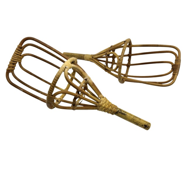 Wood 1960s Vintage Bamboo Jai Alai Ball Catchers Gaming- a Pair For Sale - Image 7 of 8