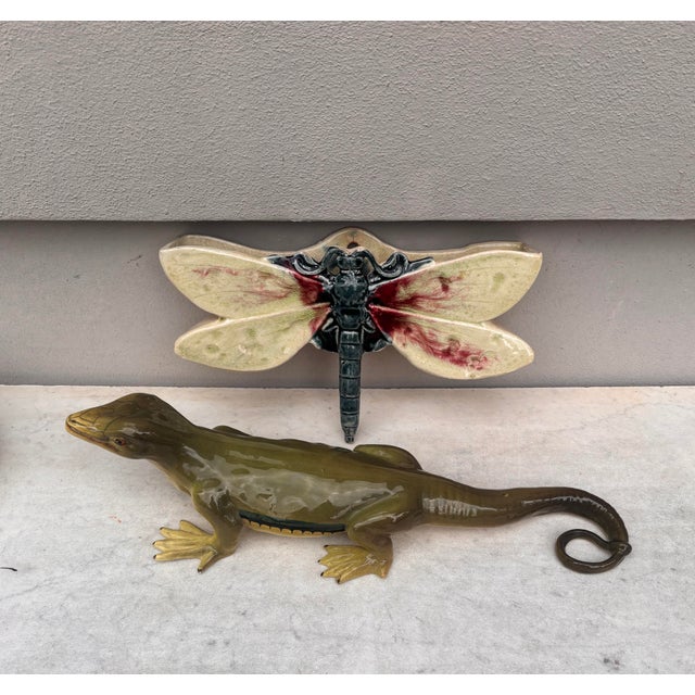 Ceramic Majolica Dragonfly Wall Pocket Fives Lille, Circa 1900 For Sale - Image 7 of 7