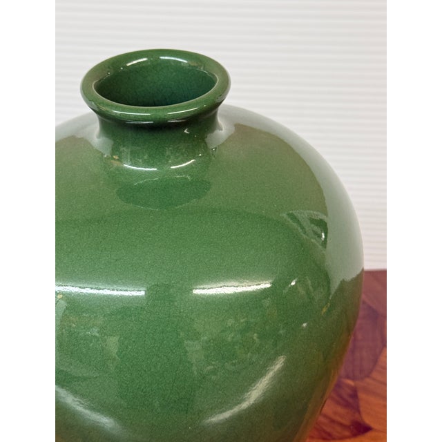 Antique Replica Chinese Green Crackle-Glaze Meiping Vase For Sale - Image 10 of 12