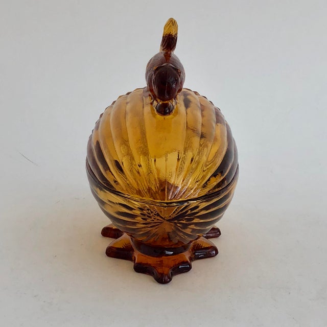 Amber Glass Acorn & Squirrel Candy Dish Chairish