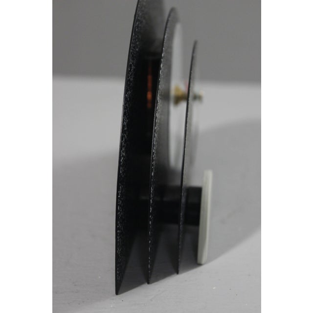 Gray Vintage Table Clock in Painted Metal, 1980s For Sale - Image 8 of 9