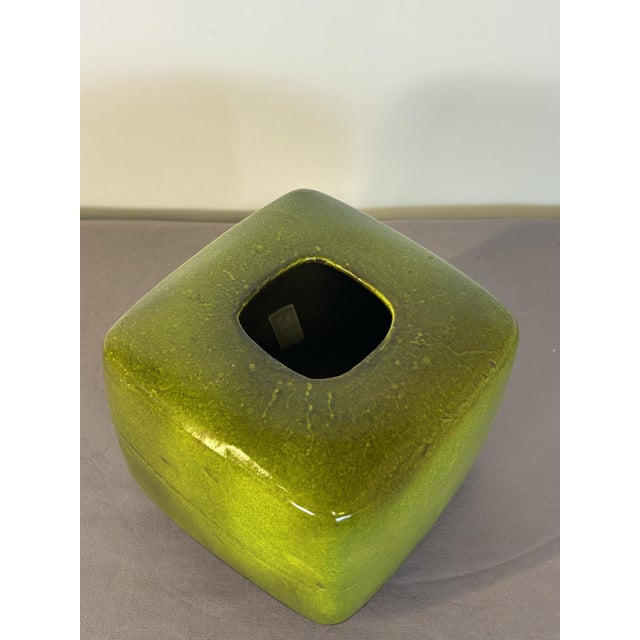 Alessio Tasca's cubic vase in glossy green glazed terracotta This piece has an attribution mark, I am sure that it is...