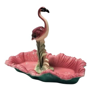 Mid Century Pink Flamingo in Tray Maddux of California For Sale