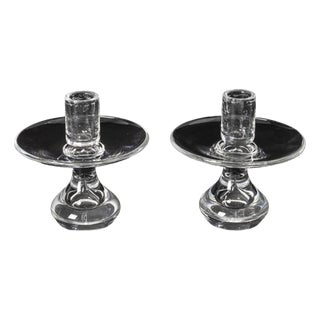 Steuben Crystal Candlesticks Holder, Pair For Sale