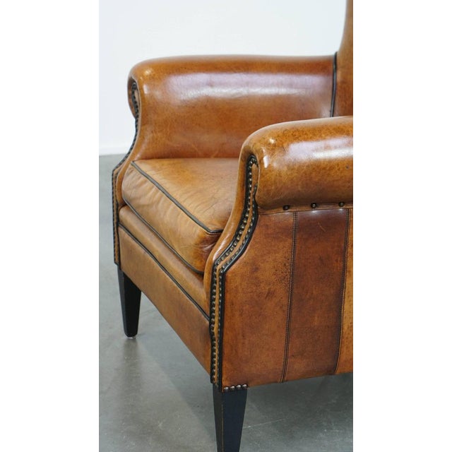 Leather Armchair in a Light Cognac Color For Sale - Image 11 of 12