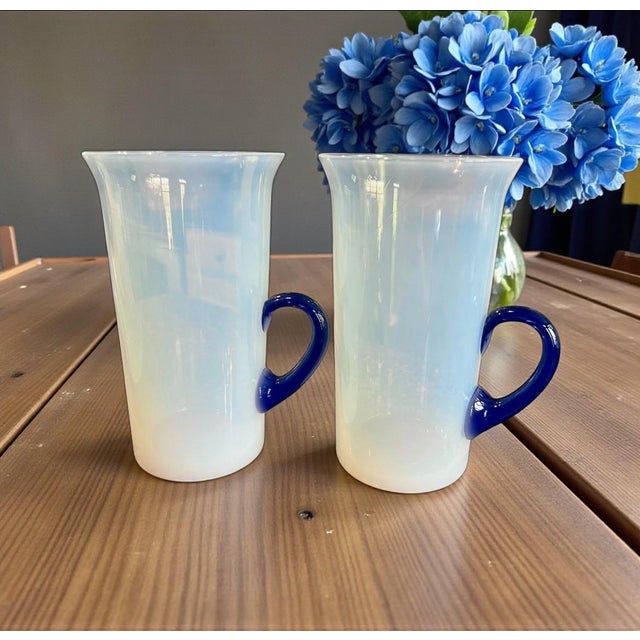 1920s Antique 1920s Fry Foval Cobalt Blue Art Deco Opalescent Lemonade Set-5 Pieces For Sale - Image 5 of 9