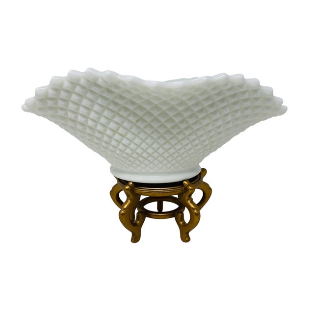 Shabby Chic 12” Vintage Westmoreland English Hobnail Milk Glass Oval Centerpiece Bowl For Sale - Image 3 of 10