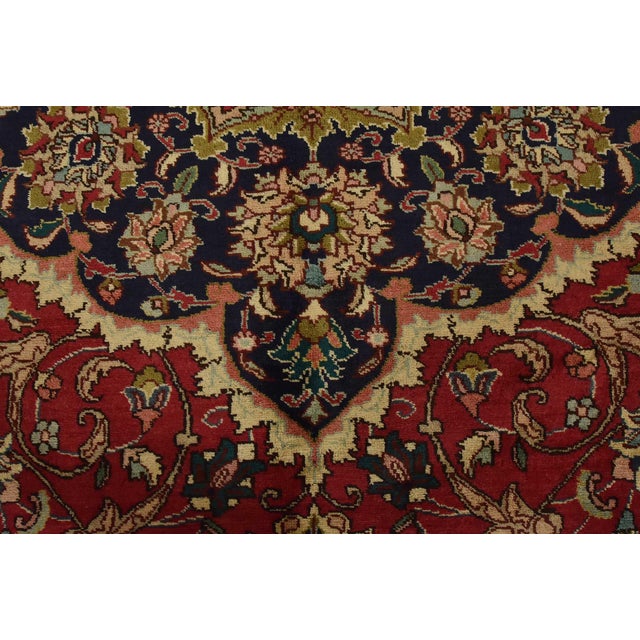 Tabriz Rug 9’11” X 12’3” Red Wool Vintage Traditional Hand-Knotted Carpet For Sale - Image 10 of 15