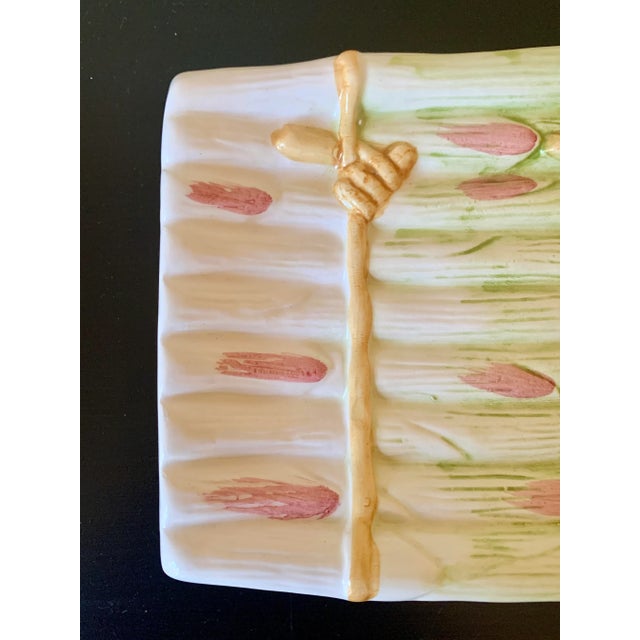 Majolica Ceramic Trompe l'Oeil Asparagus Dish For Sale - Image 4 of 9