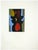 Woodcut by Rockport artist Roger Martin (1925-2015) "Totem" woodblock print on paper, pencil signed, dated 1971, titled...