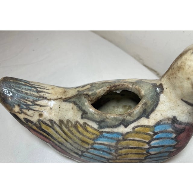 Antique 18th Century Handmade Middle Eastern Pottery Bird Vessel Sculpture Art For Sale - Image 10 of 12
