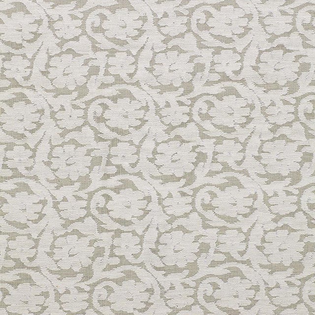 Sample - Schumacher Floral Cutwork Casement Fabric in Natural For Sale