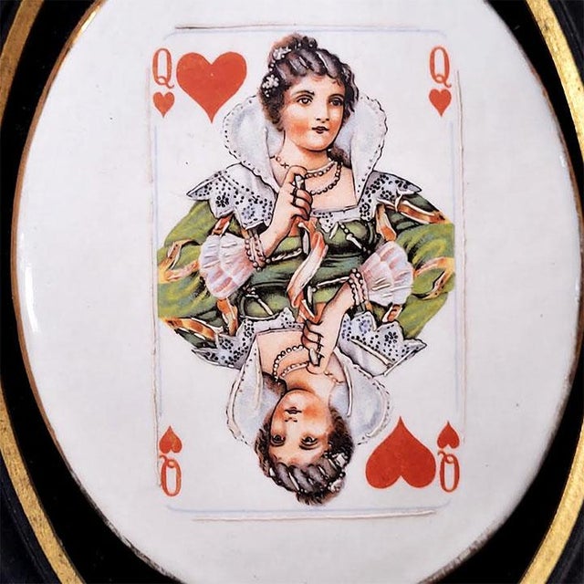 Wood Playing Cards Wall Plaques Genuine Porcelain Hand Enameled 24k Gold Rim Ny Queen Hearts King Spades For Sale - Image 7 of 7
