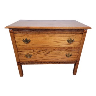 Vintage Country Farmhouse Rustic Chest of Drawers in Oak Carved, 1980 For Sale