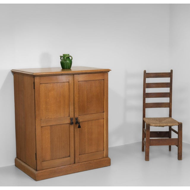 Large Arts & Crafts Cotswold School Oak Enclosed Chest of Drawers, 1906 For Sale - Image 6 of 18