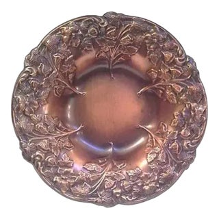 Vintage Solid Copper Repousse Decorative Bowl For Sale