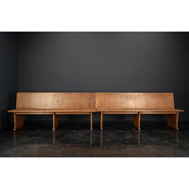 Authentic wooden bench originating from a courtroom in the Cologne District Court and were crafted in the 1960s. The...