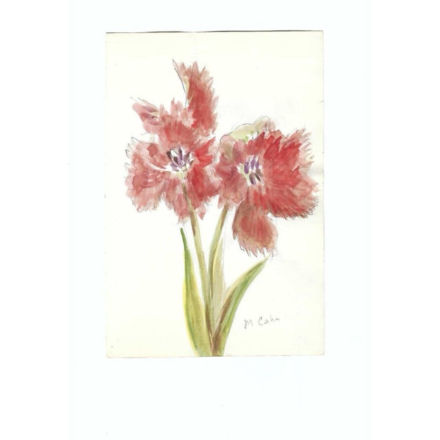 Botanical watercolor by New York artist Myriam Cahn (1933-2018). Salmagundi Club named an award after her in 2019. Signed...