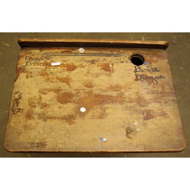 Traditional Antique Cast Iron #4 Tandem School Desk For Sale - Image 3 of 11
